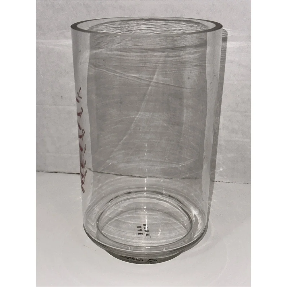Rae Dunn Merry Glass Hurricane Candle Holder Vase Red Christmas Holiday Decor‎